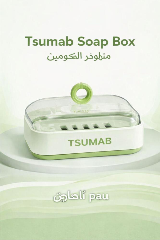 Soap Box with Transparent Lid – Double Layer Plastic Soap Holder with Drainage (Green/White)