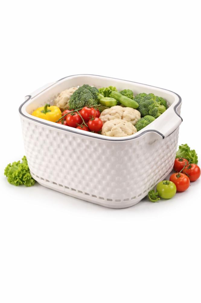 Large Winter Drainage Basket – BPA Free Kitchen Colander & Strainer Bowl for Washing Fruits