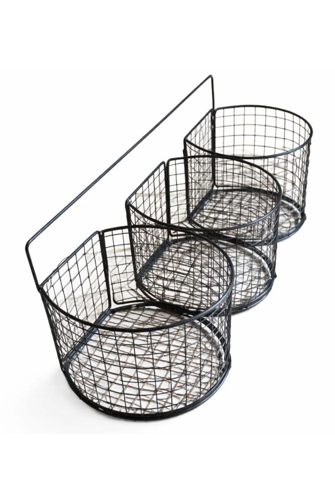 Triple Wall Mounted Storage Baskets – Heavy Duty Metal Kitchen Organizer Rack