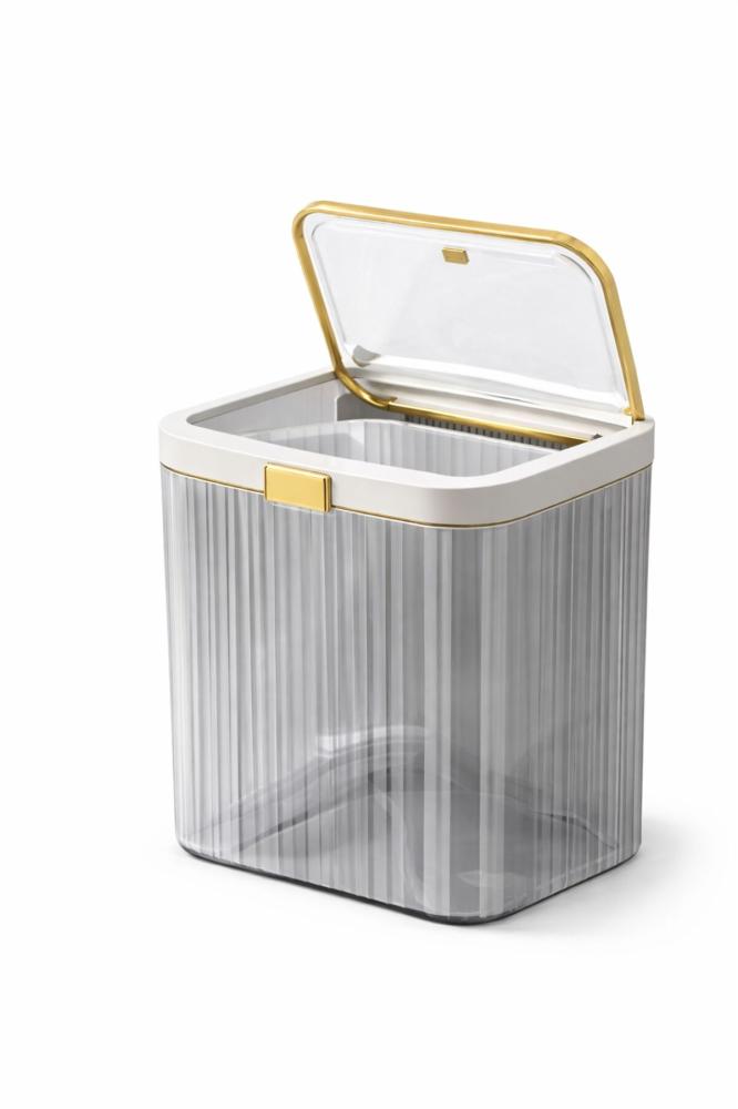 PET Rectangular Flip-Top Trash Can with Lid – Odor-Proof Plastic Waste Bin