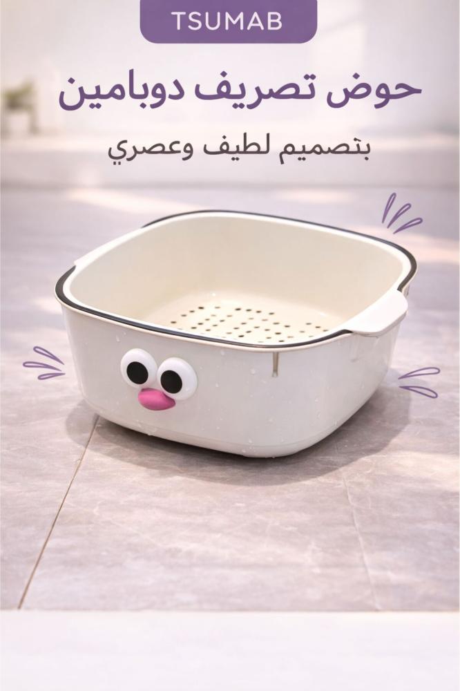 Dopamine Drain Basket with Strainer – Double Layer Kitchen Colander for Fruits & Vegetables