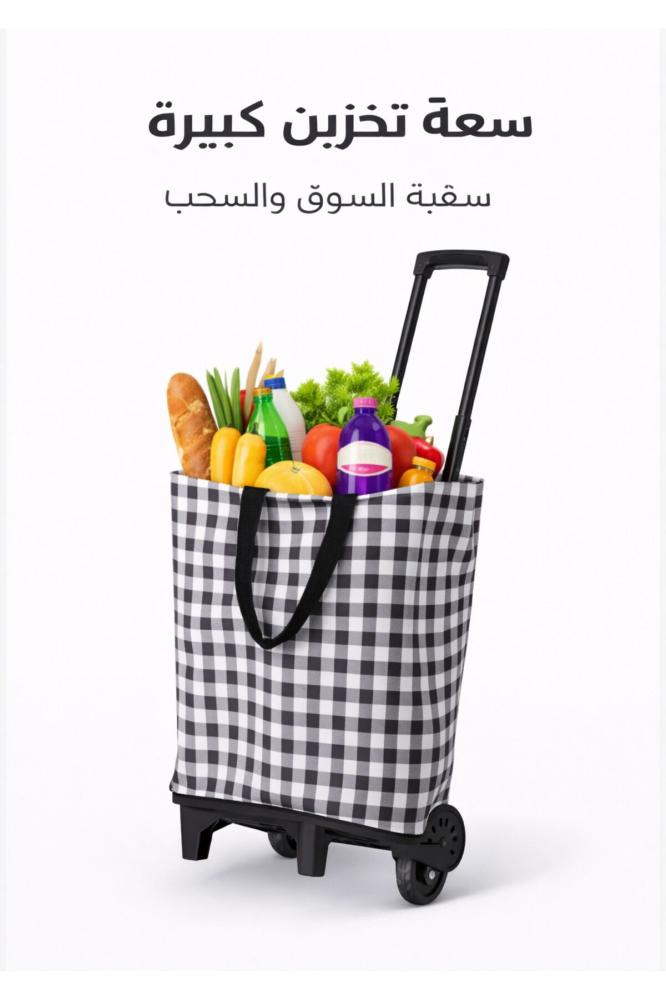 Lightweight Rolling Shopping Trolley Bag with Extendable Handle, Large Capacity Grocery Cart