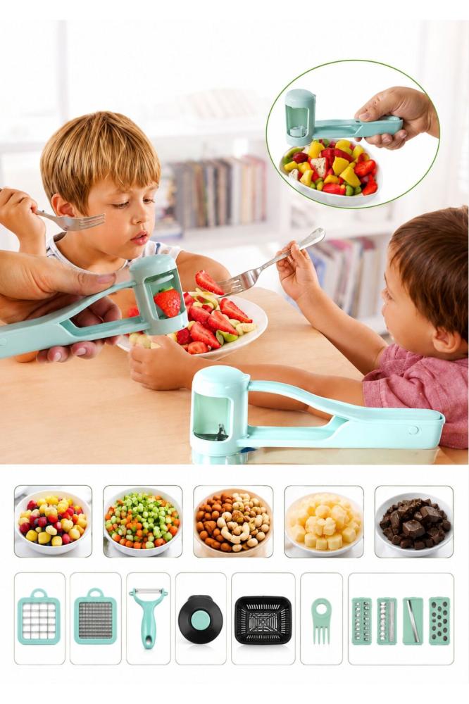 Manual Fruit Cutter & Food Chopper for Kids | Safe Fruit Slicer & Soft Food Dicer | BPA-Free Food Preparation Tool