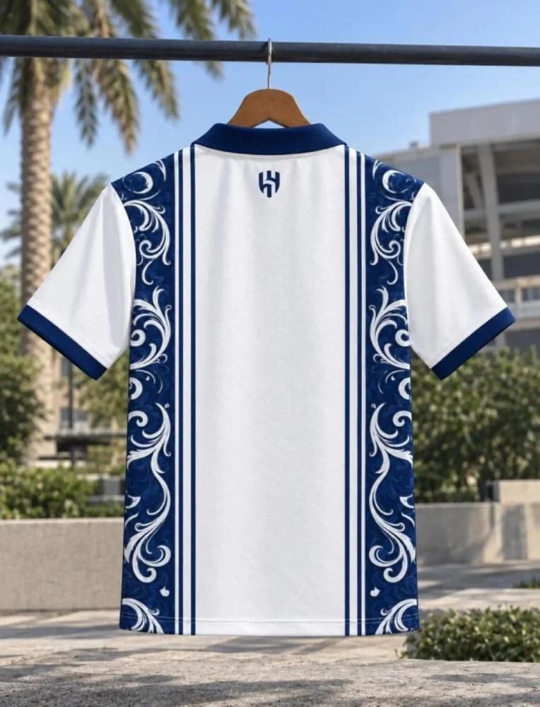تيشيرت الهلال بتصميم أزرق وأبيض فاخر