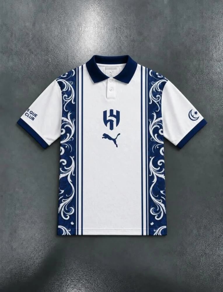 تيشيرت الهلال بتصميم أزرق وأبيض فاخر
