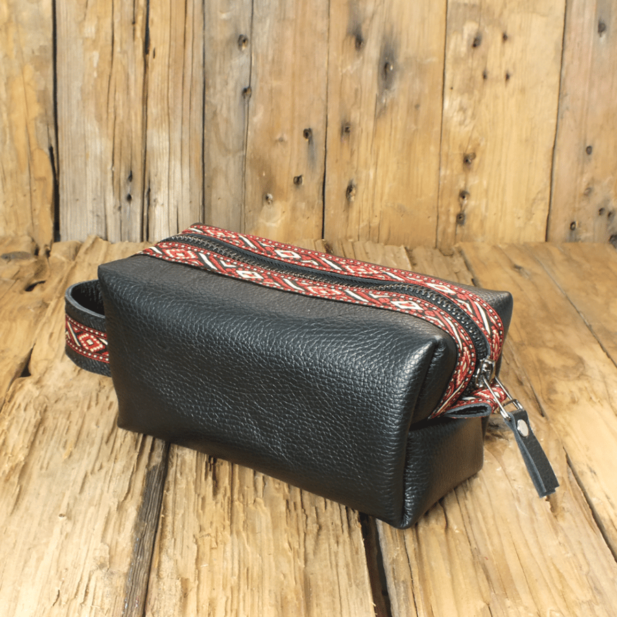 Luxurious black leather handbag