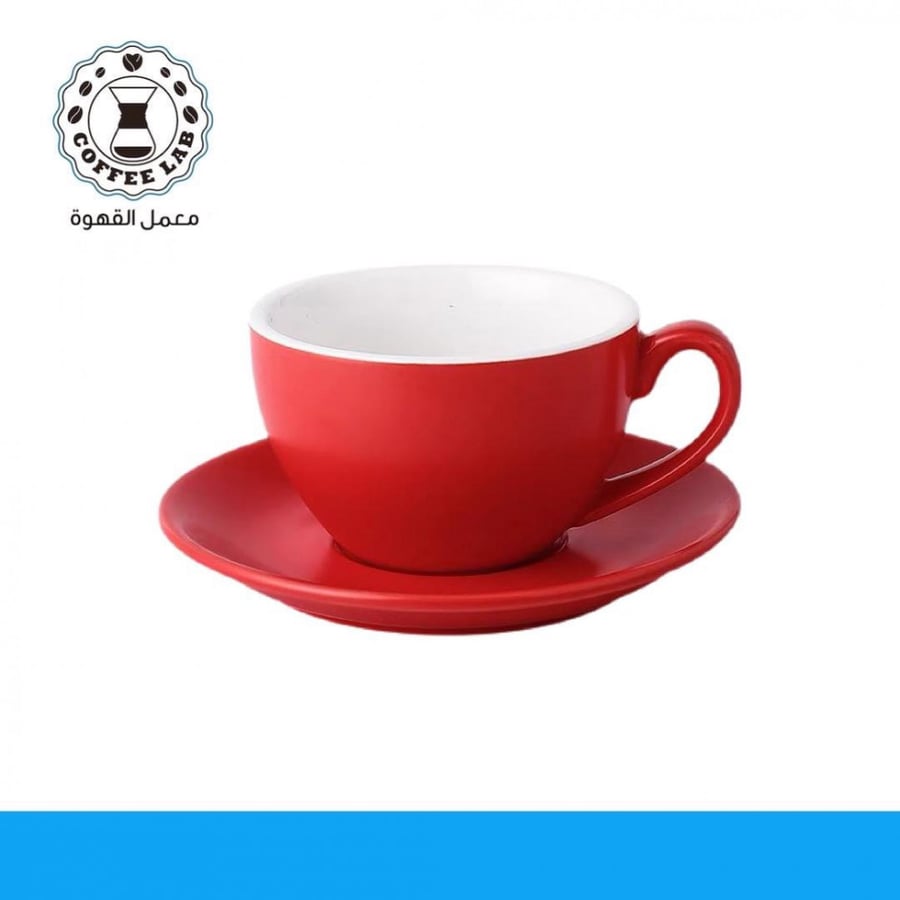 كوب مع صحن للاتية 250مل  latte cup Red