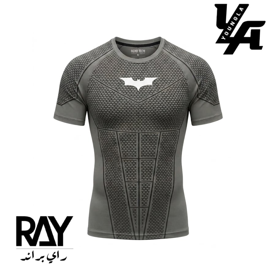 تيشرت انقلا ( يونقلا ) كومبريشن ضاغط باتمان رمادي اخضر - Batman compression YOUNGLA grey green tee