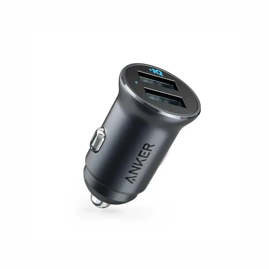 شاحن سيارة انكر بقوة 24 واط منفذين USB-A أسود