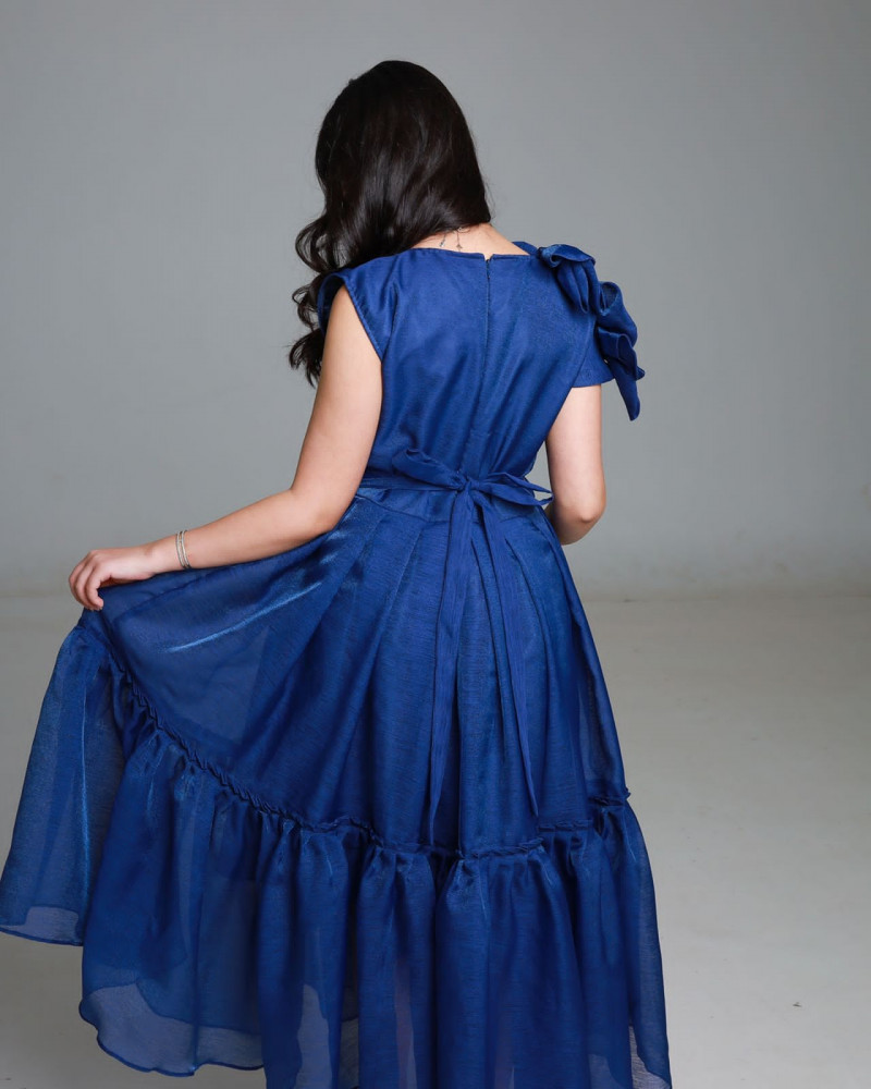 Women's navy blue gazar dress