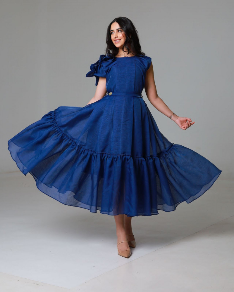 Women's navy blue gazar dress
