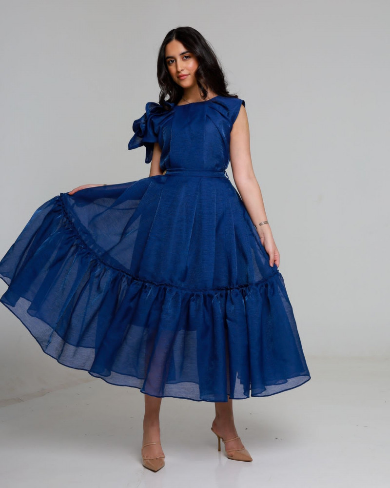 Women's navy blue gazar dress