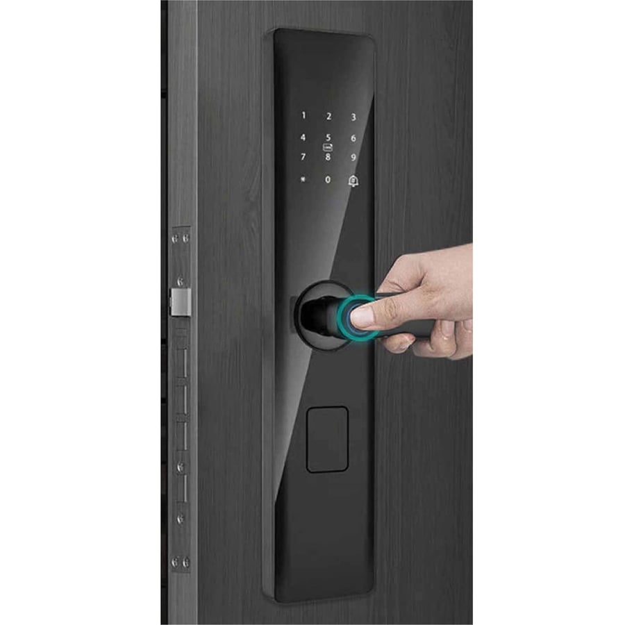 قفل باب ذكي ببصمة الإصبع، قفل باب مقاوم للماء بمعيار IP66 مع تحكم عبر تطبيق، قفل باب بدون مفتاح من سبائك الألومنيوم مع مقبض للاستخدام المنزلي والتجاري