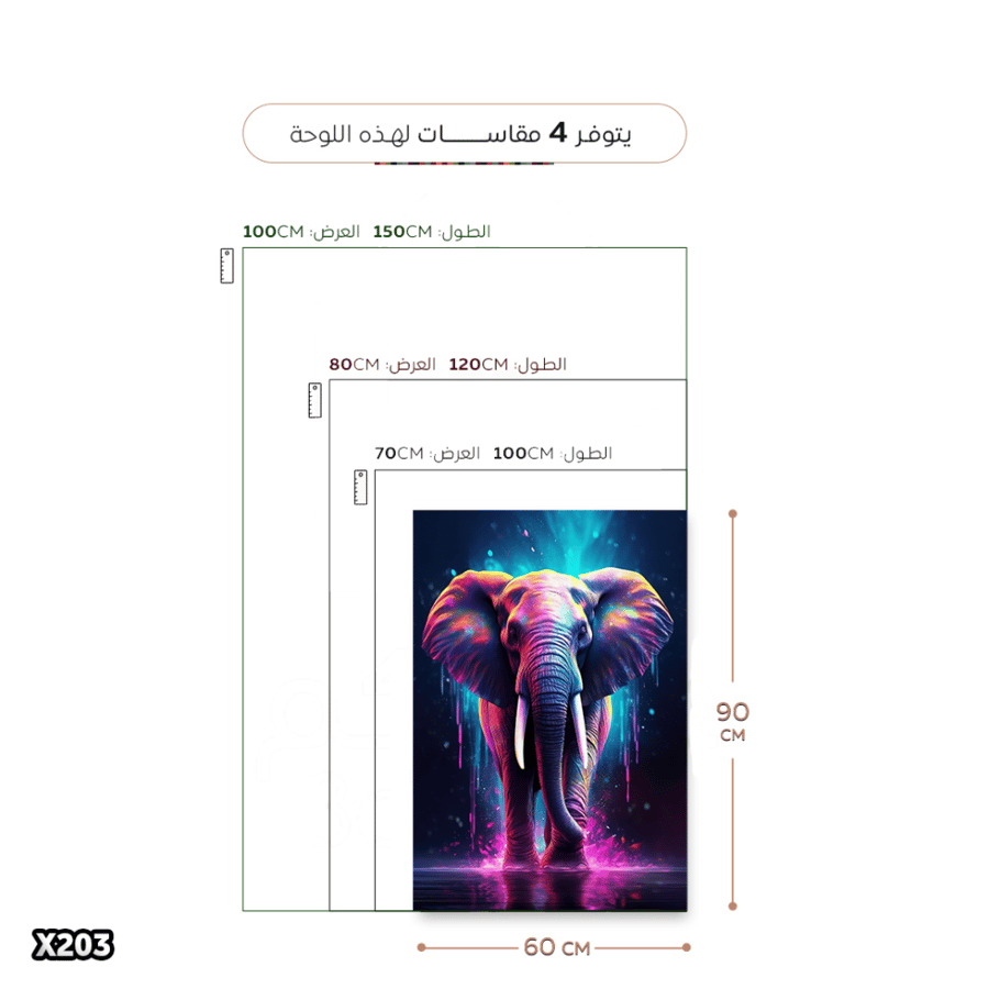 لوحة كانفس فيل ملون