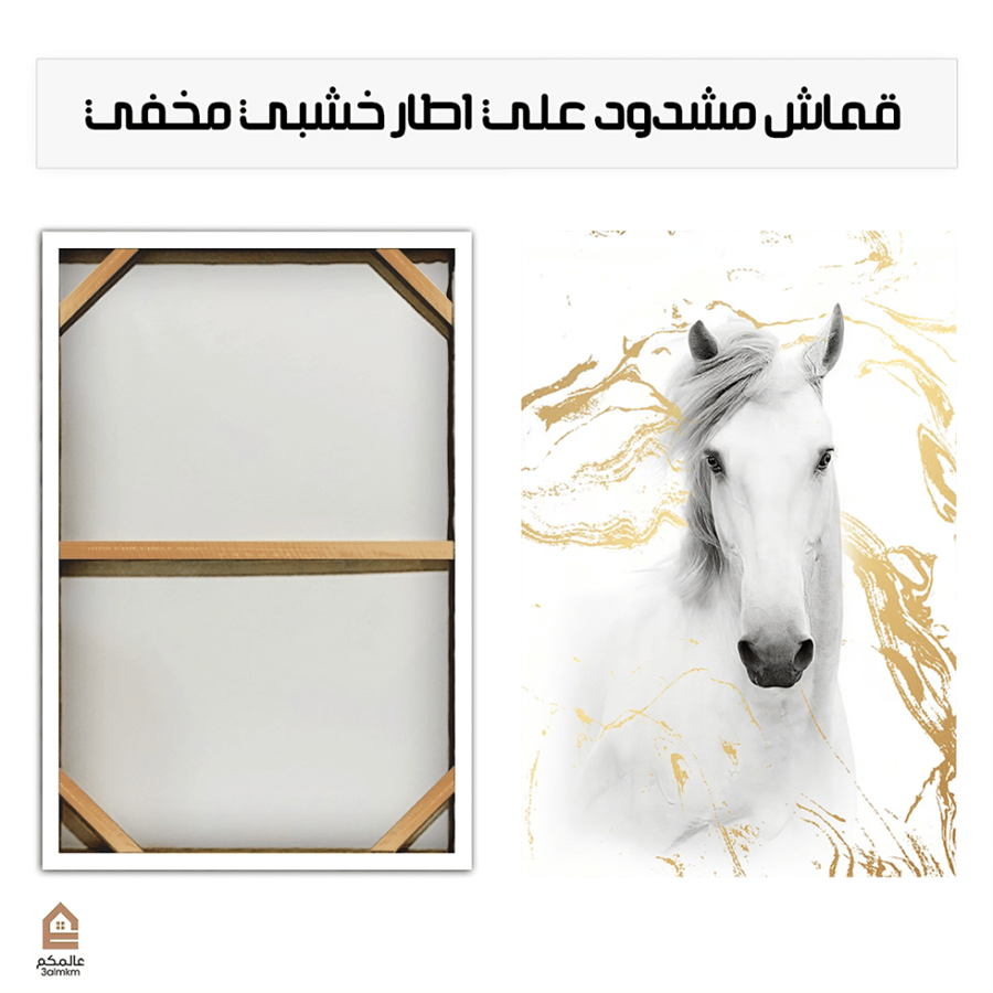 لوحة كانفس خيل بالرسم التجريدي