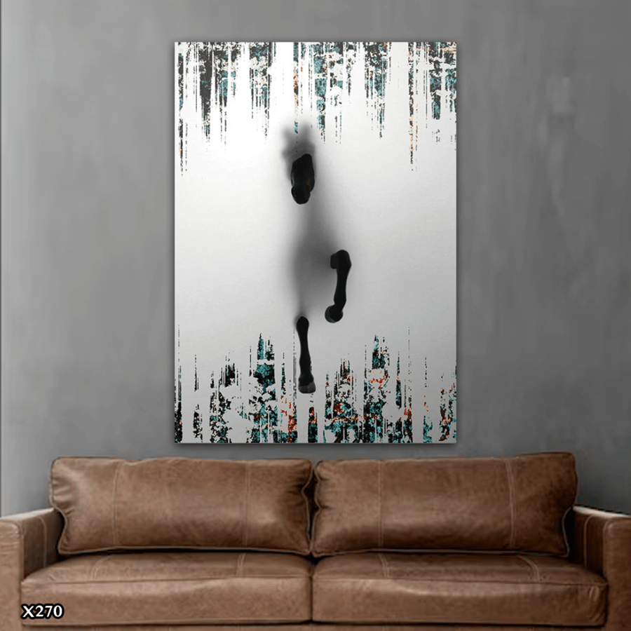 لوحة كانفس خيل بالرسم التجريدي