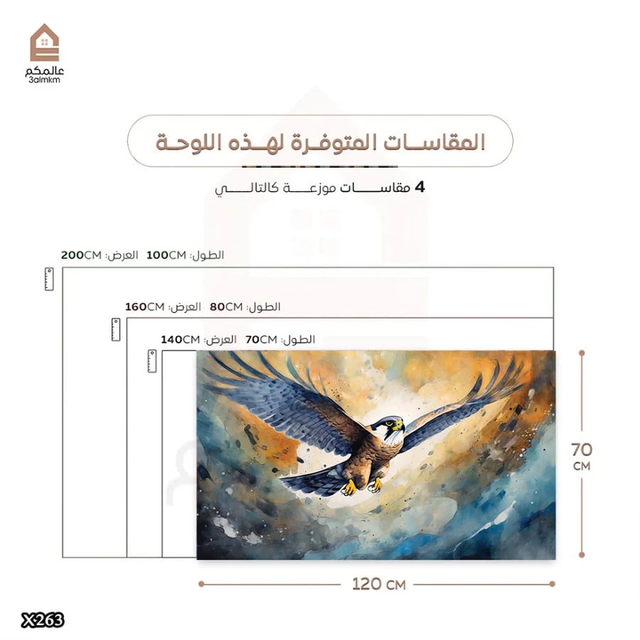لوحة كانفس صقر بالرسم التجريدي