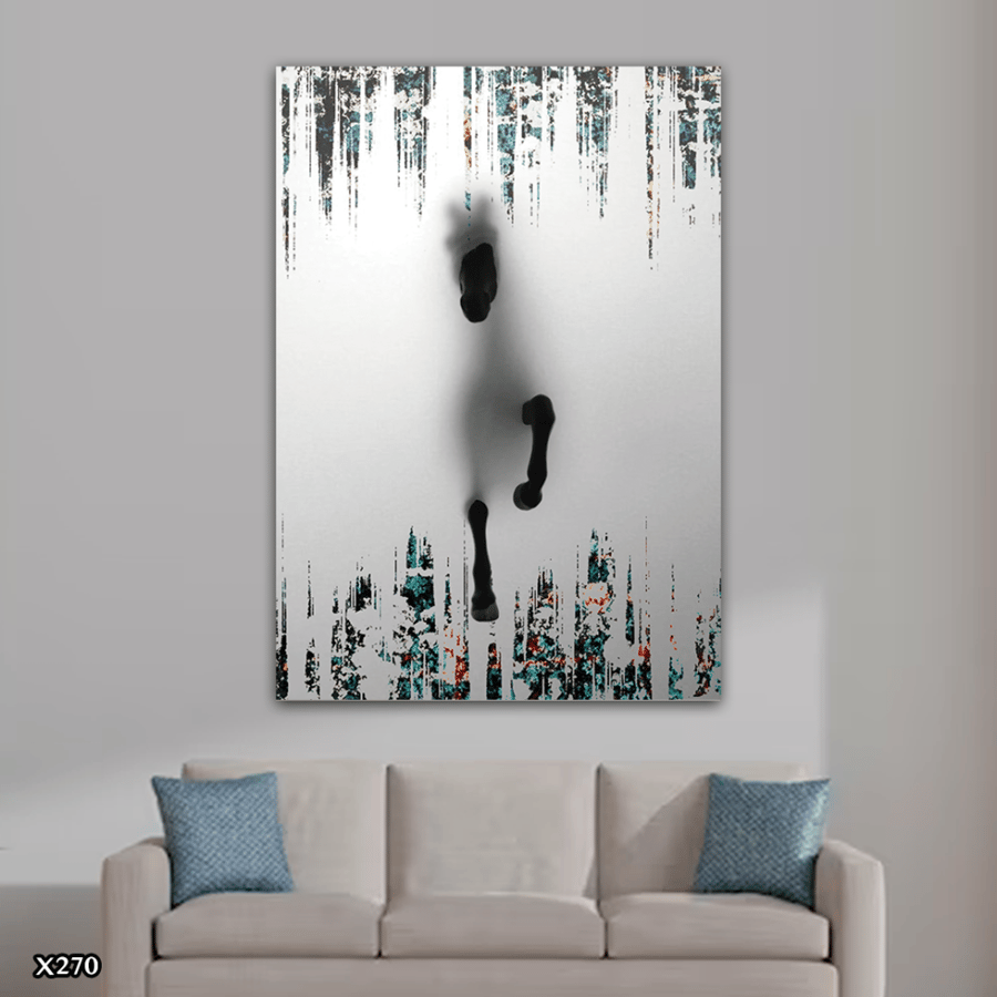لوحة كانفس خيل بالرسم التجريدي