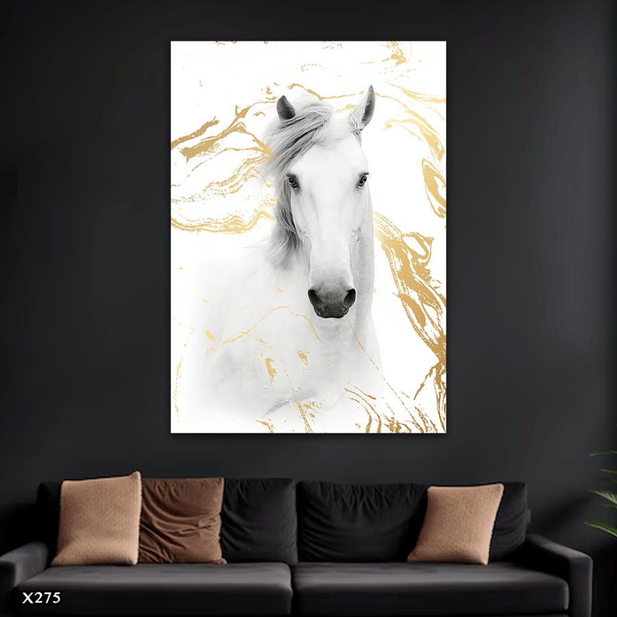 لوحة كانفس خيل بالرسم التجريدي