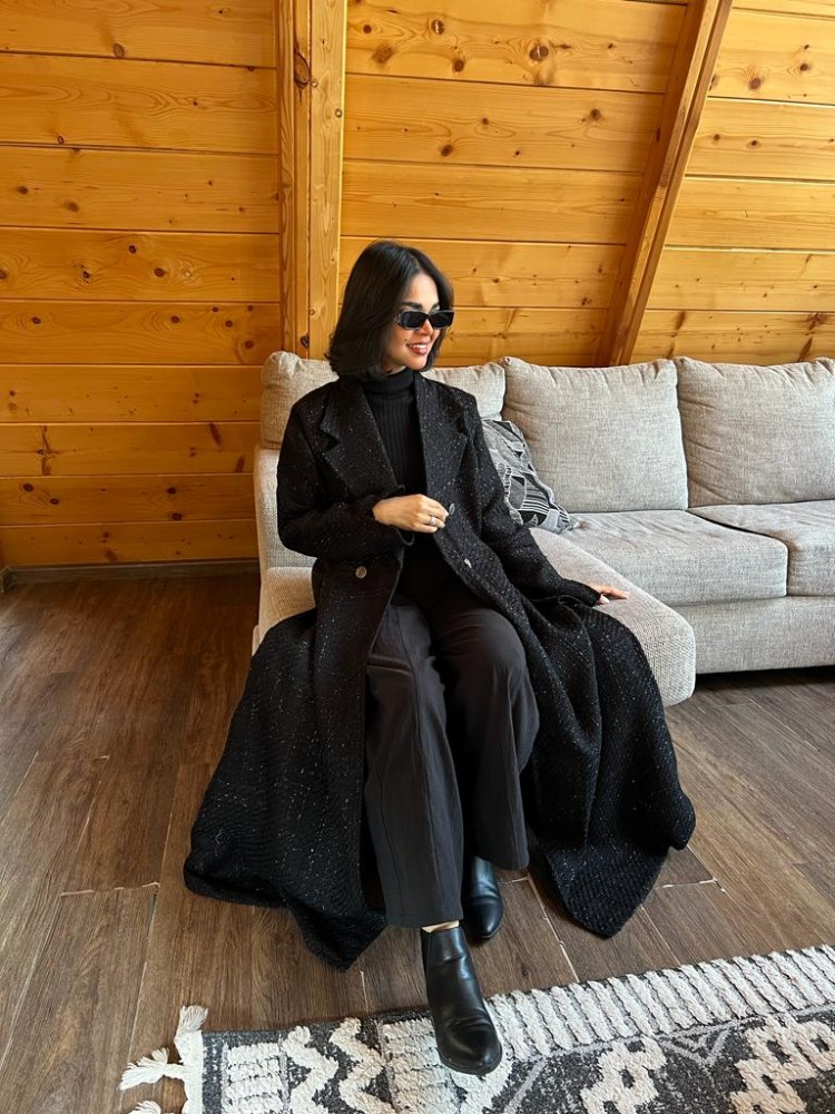 Formal tweed abaya with buttons 0066