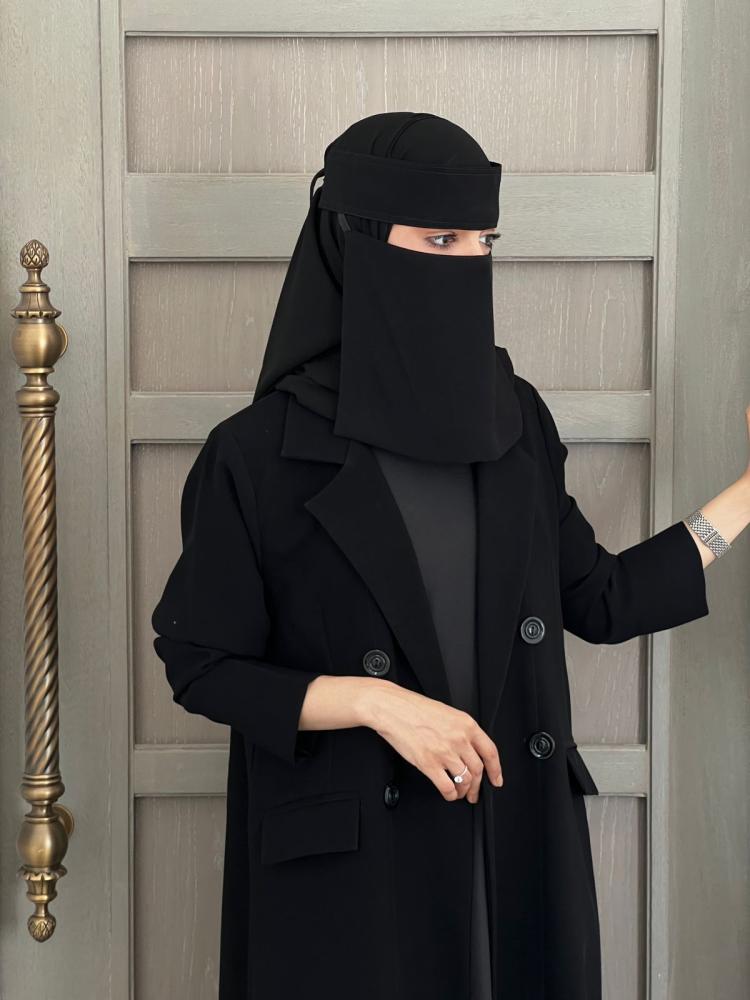 عباية ( وتين ) بليزر رسمي اسود ساده
