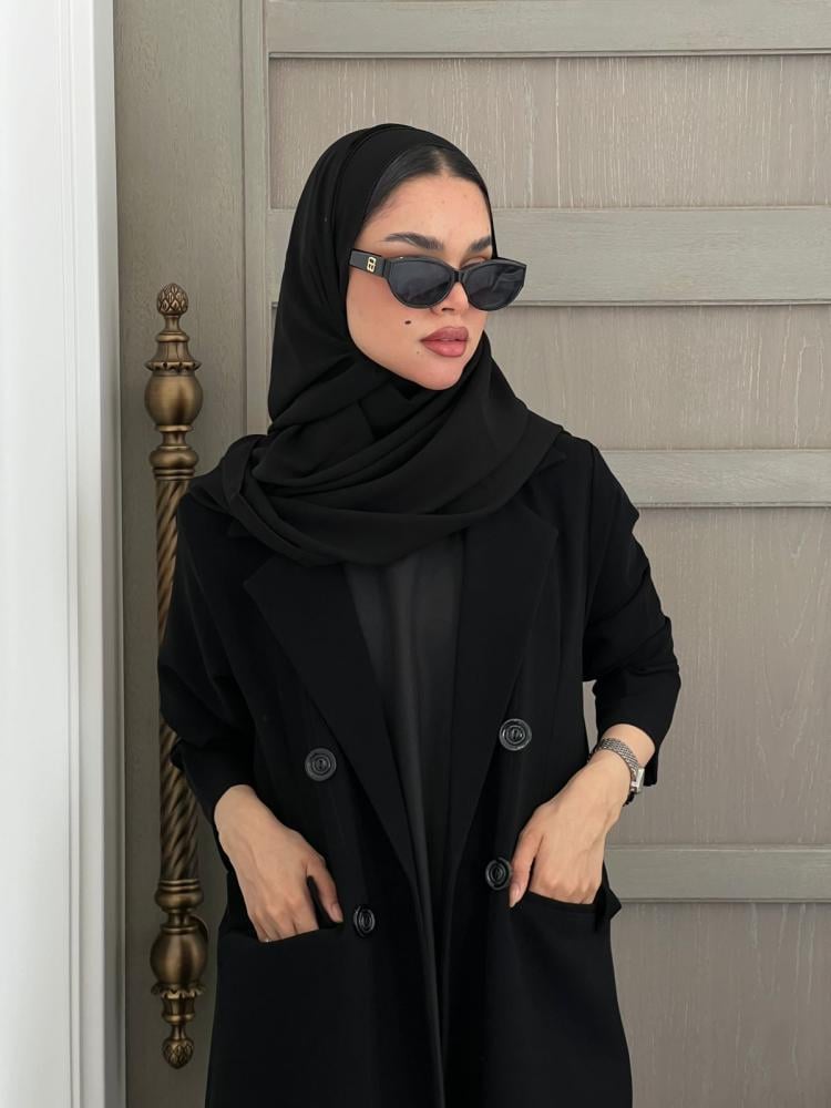 عباية ( وتين ) بليزر رسمي اسود ساده