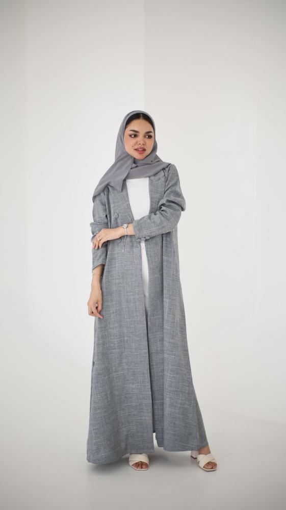 عباية ( لانا رمادي ) كريب على لينن بليزر