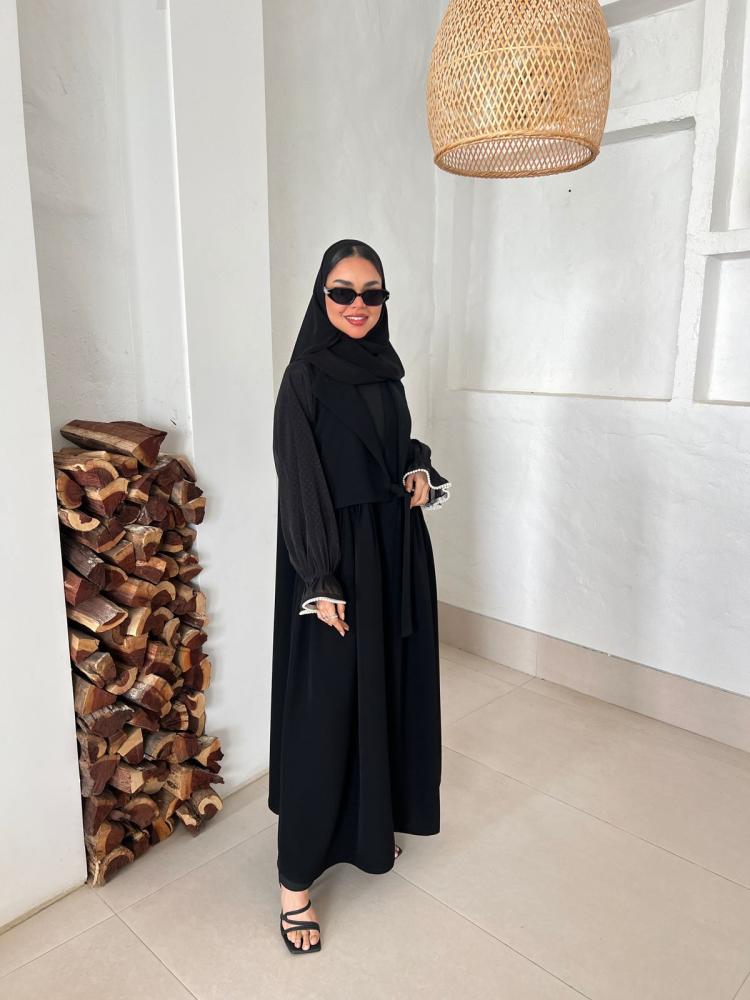 عباية ( لمياء ) كريب مع لؤلؤ