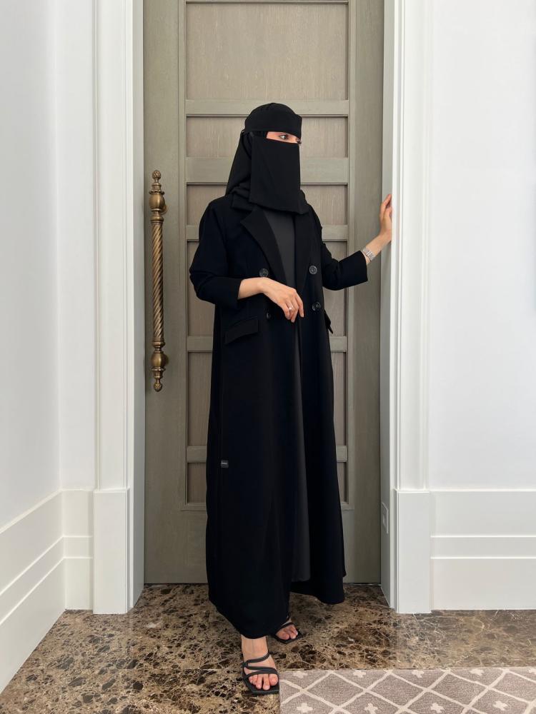 عباية ( وتين ) بليزر رسمي اسود ساده