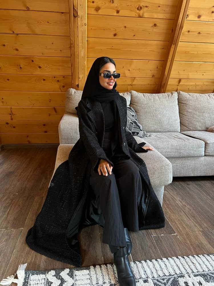 Formal tweed abaya with buttons 0066