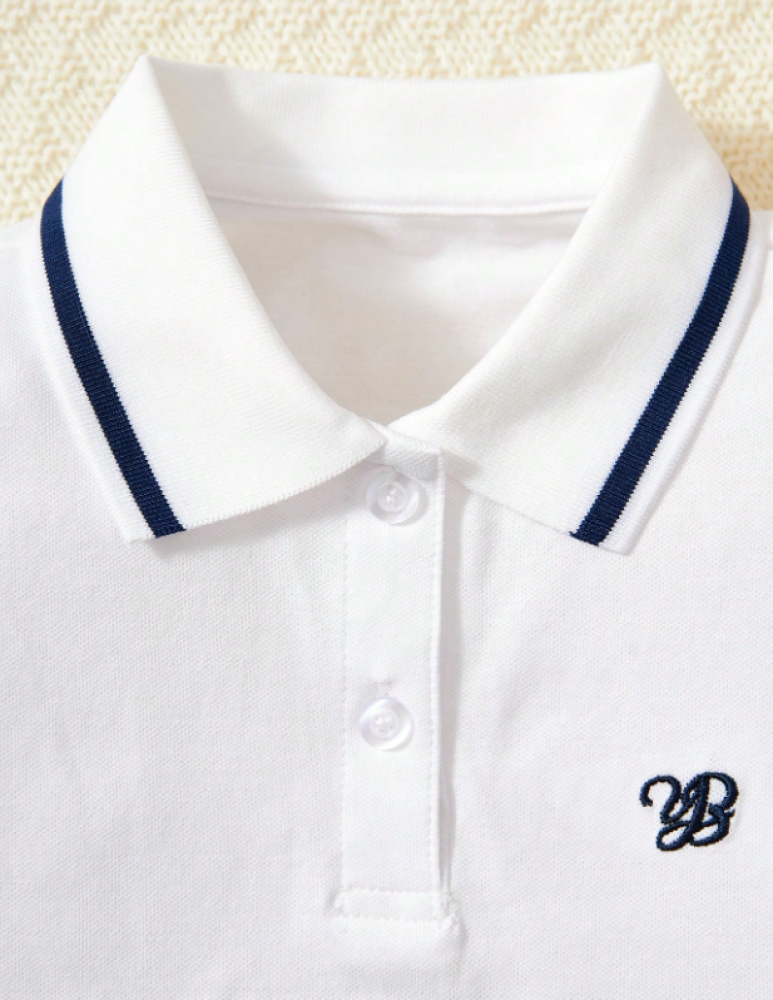 فستان بولو كاجوال للبنات للعودة إلى المدرسة مع تطريز حرفي