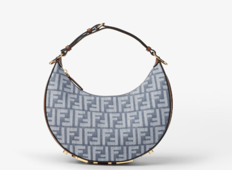 Fendigraphy Small Blue denim-effect FF jacquard bag