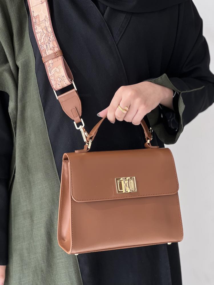 ألفيرو مارتيني | Winter Spirit mini smooth leather tote bag with crossbody strap Chestnut