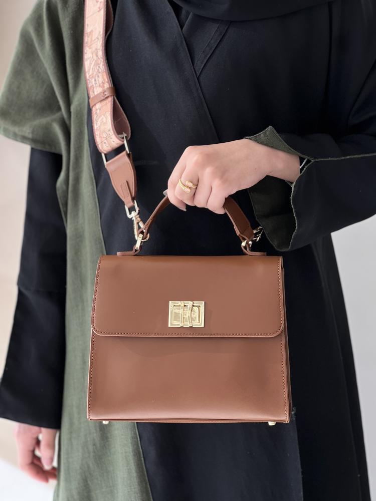 ألفيرو مارتيني | Winter Spirit mini smooth leather tote bag with crossbody strap Chestnut