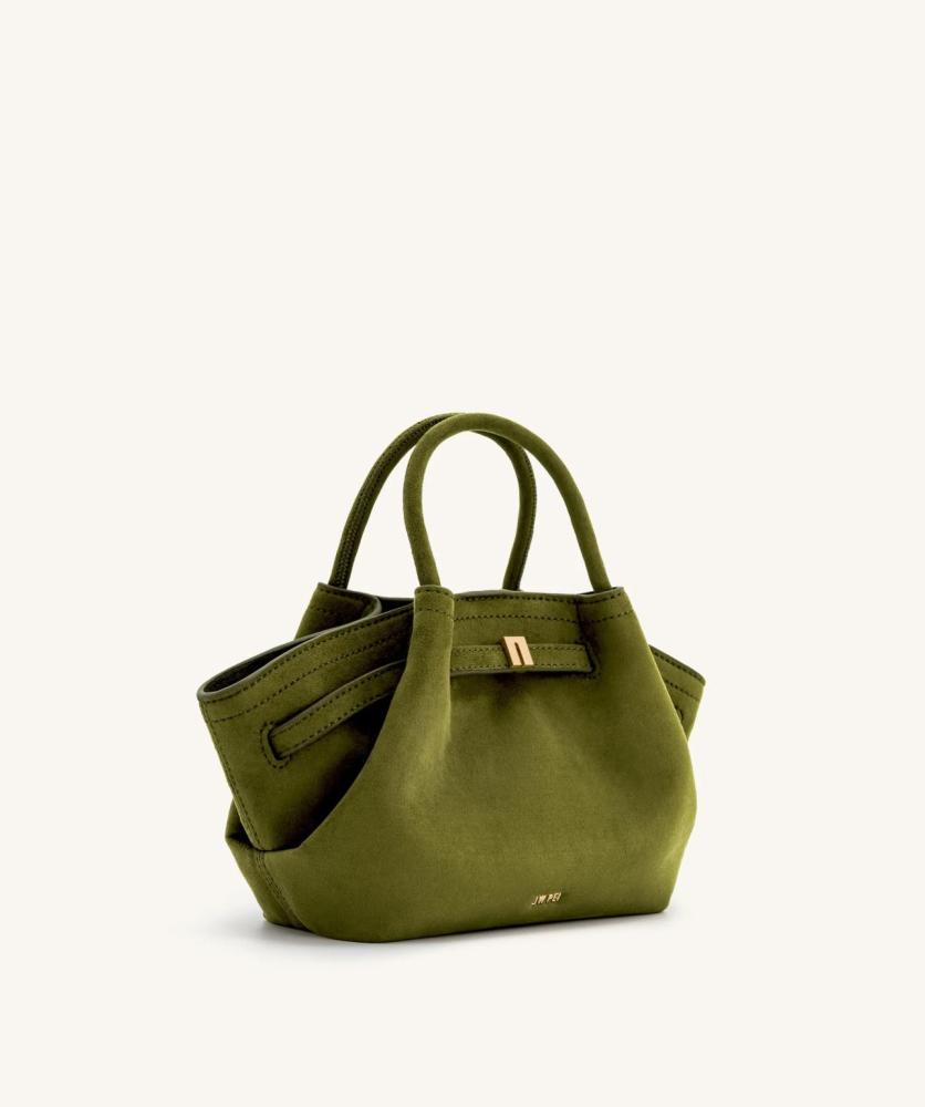 Hana Mini Faux Suede Tote Bag - Dark Olive