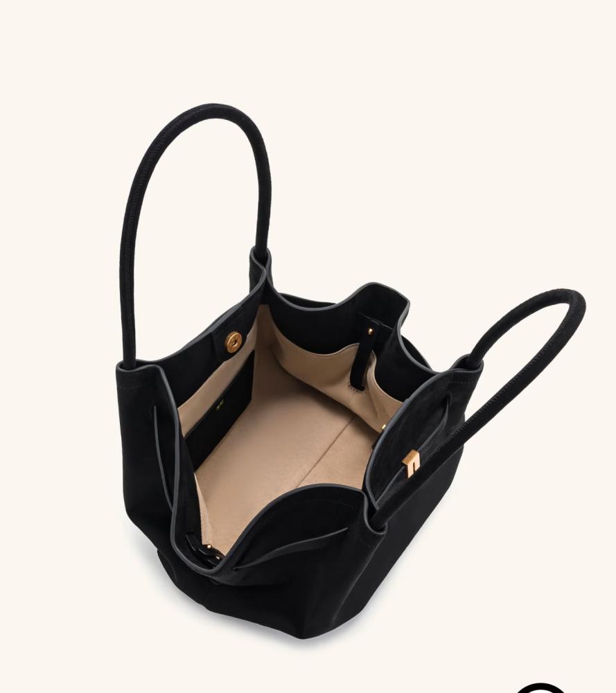 Hana Medium Faux Suede Tote Bag - Black