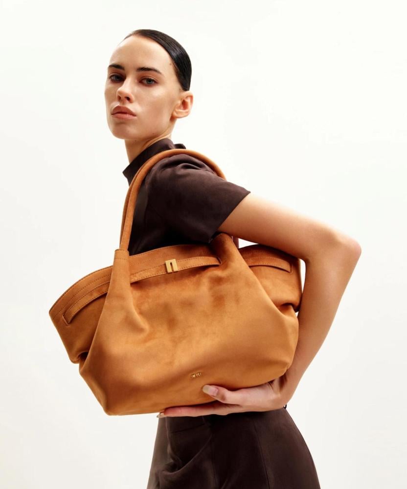 Hana Medium Faux Suede Tote Bag - Brown