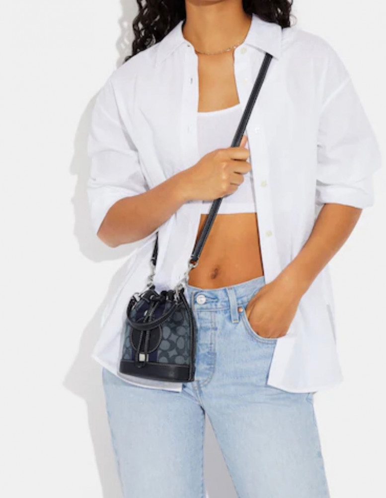 كوتش | Mini Dempsey Bucket Bag In Signature Jacquard With Stripe And Coach Patch