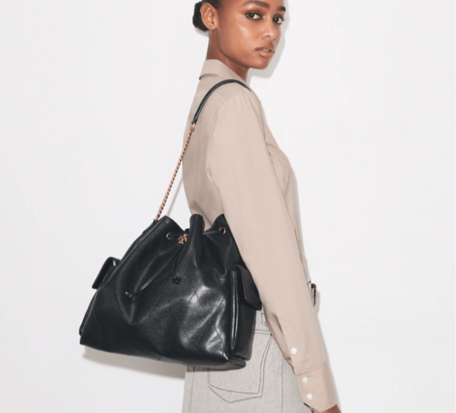 LARGE CHARLIE QUILTED DRAWSTRING SHOULDER BAG