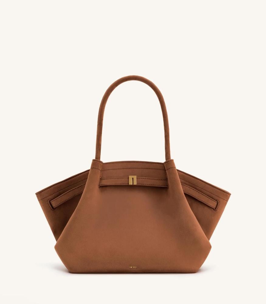 Hana Medium Faux Suede Tote Bag - Brown