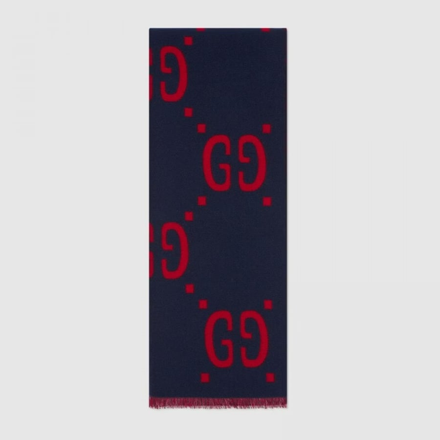 قوتشي | GG jacquard wool silk scarf