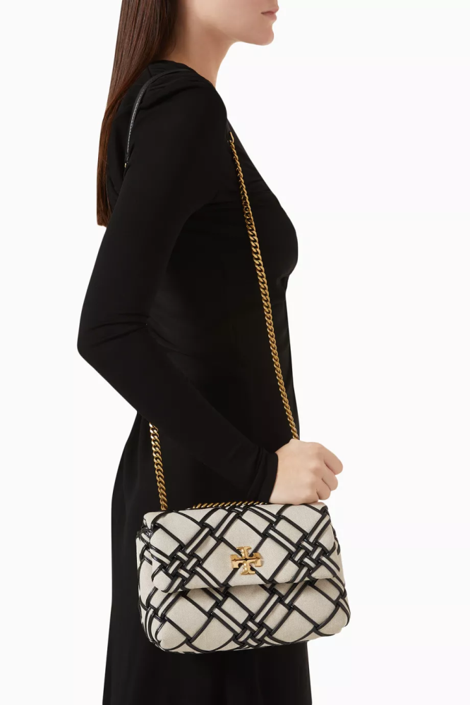 توري برتش | Small Kira Woven Canvas Convertible Shoulder Bag