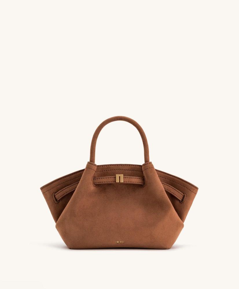 Hana Mini Faux Suede Tote Bag - Brown