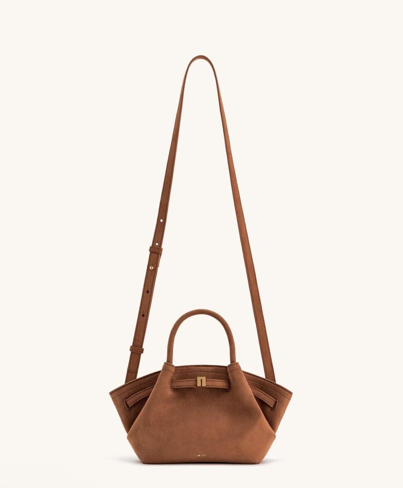 Hana Mini Faux Suede Tote Bag - Brown