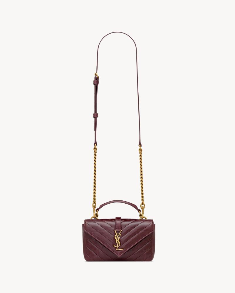 borsa college mini in pelle lucida DEEP HOT WINE
