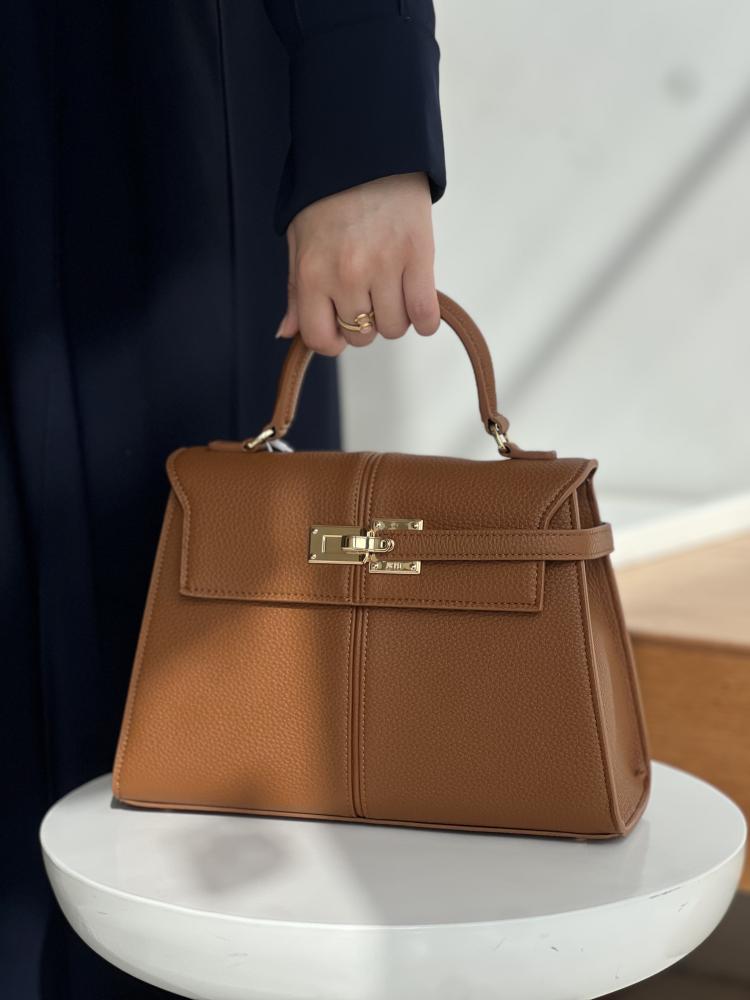 Elise Large Top Handle Bag - Brown