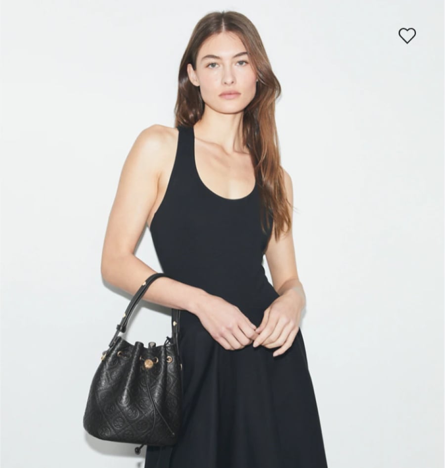 T MONOGRAM PEBBLED BUCKET BAG