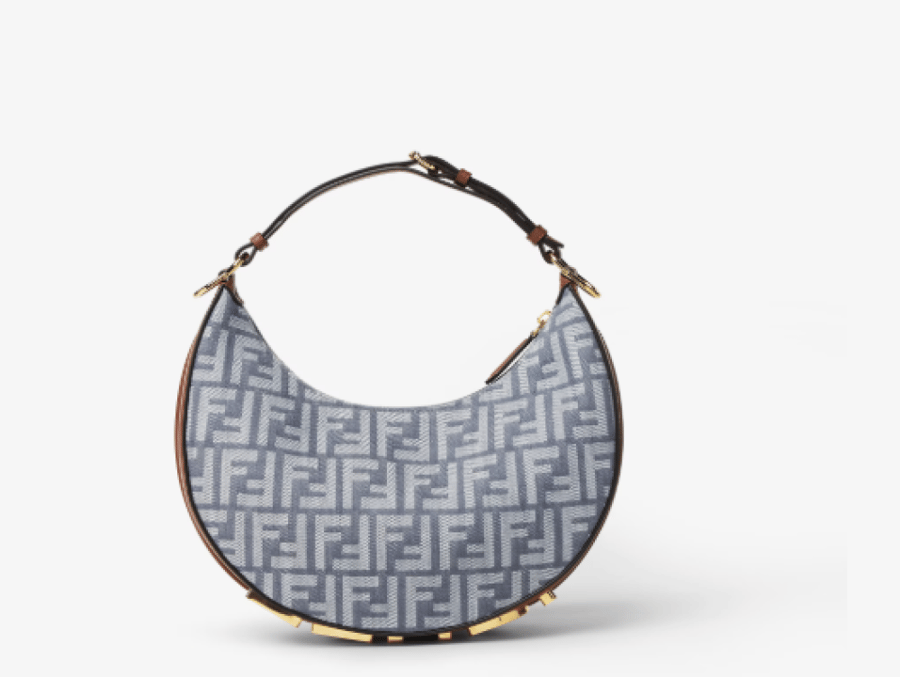 Fendigraphy Small Blue denim-effect FF jacquard bag