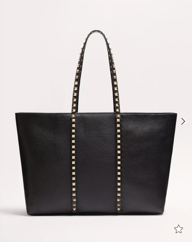VALENTINO GARAVANI ROCKSTUD SHOPPING BAG IN GRAINY CALFSKIN
