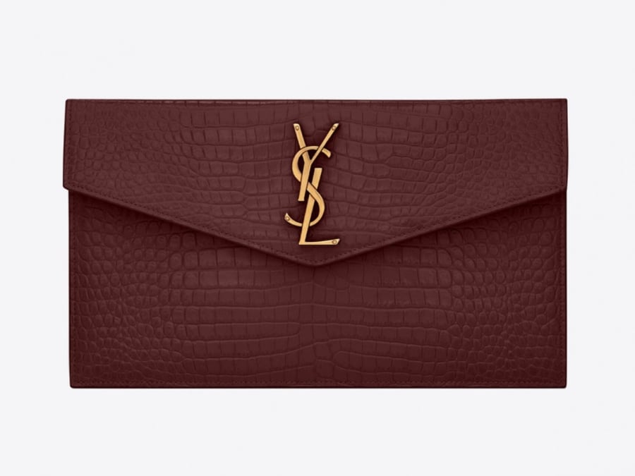 سان لوران | UPTOWN POUCH IN CROCODILE EMBOSSED SHINY LEATHER